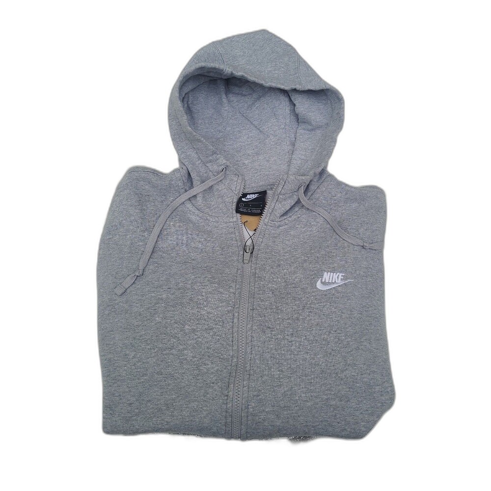 Y2k Nike Swoosh embroidered Full Zip Hoodie Gray Sweatshirt